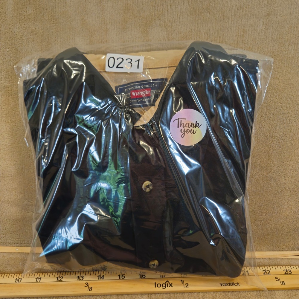 Wrangler Premium Quality Mens Large Black Cotton Long Sleeve Work Shirt HLB1WHA - Picture 14 of 14